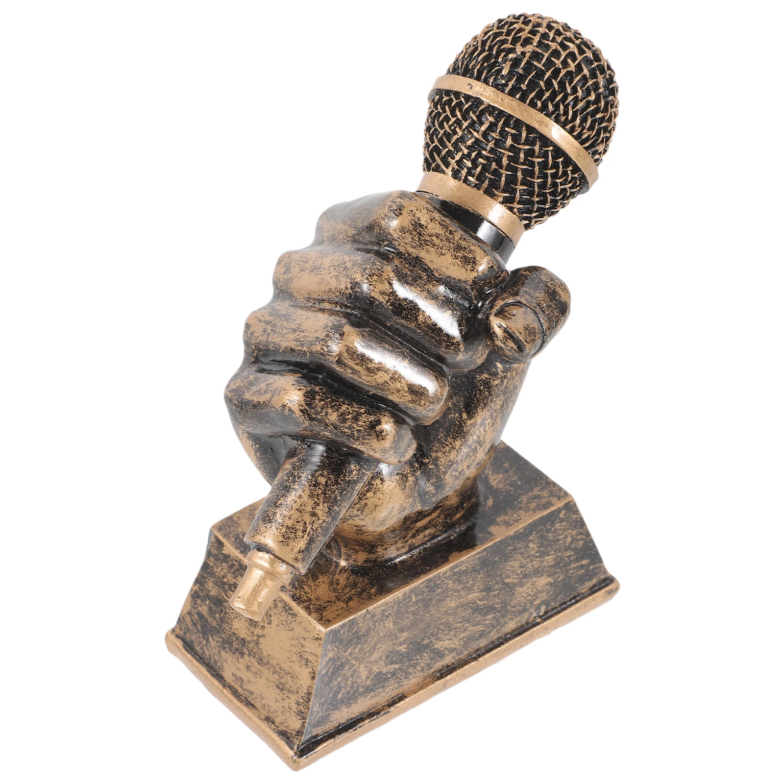 

Music Trophy Golden 11x5x13.5cm Resin Microphone Shape Award for Karaoke Competitions Parties Home Decor Mini Trophies Singing