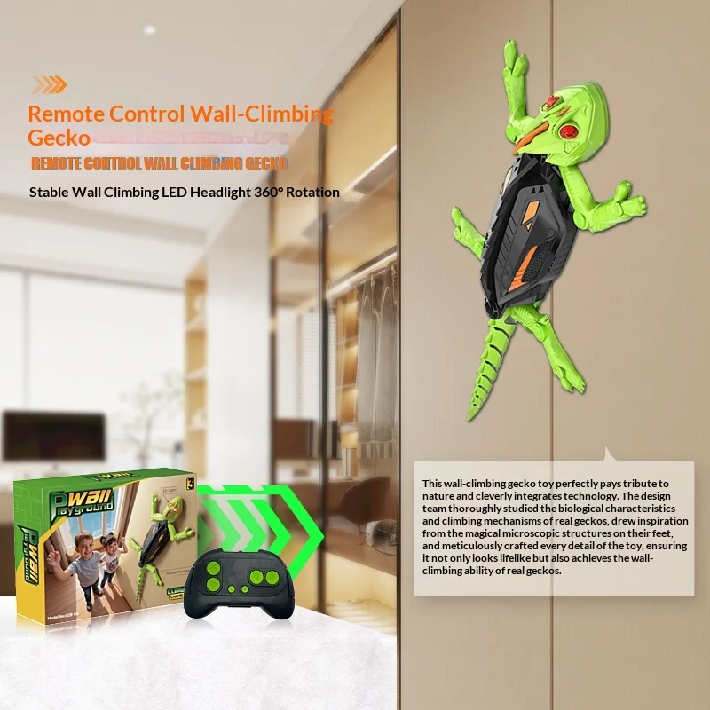 New RC Wall Climbing Chameleon Lizard Realistic Crawling Gecko Animal Remote Control Car Kids Toy for Boys Girls Interactive Fun