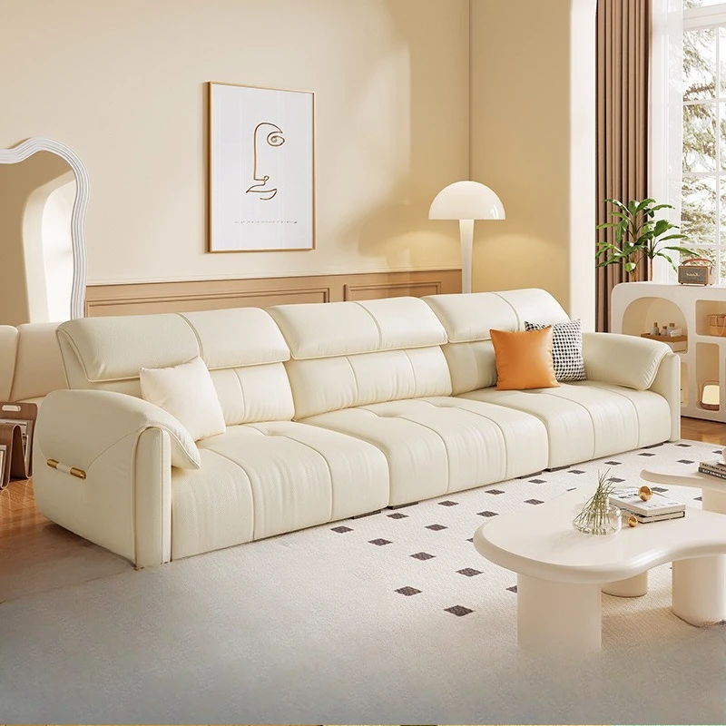 

Light luxury sofa, simple modern living room small apartment with cream style