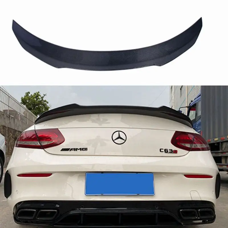 FOR Mercedes-Benz C-Class C205 W205 2Door Coupe  Carbon Fiber Rear Spoiler Trunk Wing 2015-2023 FRP Forged carbon