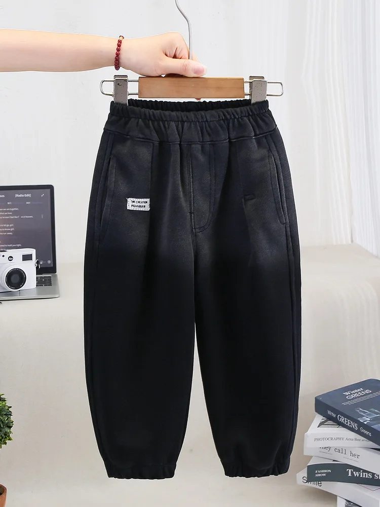 Spring Autumn Retro Black Jeans For Teens Boy Denim Pants Children Jeans Trousers Gradient Kids Jeans 2-8Year