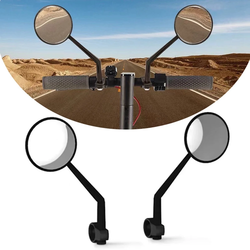 Universal Scooter Rearview Mirror, Scooter Handlebar View Retroreflector 360° Rotation Safety Mirror 1 Pair, Easy To Use