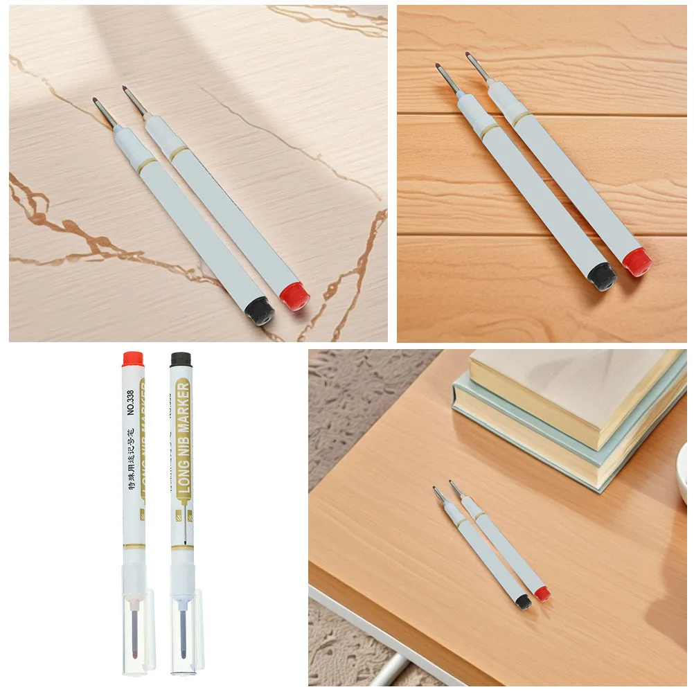 

6Pcs Woodworking Marking Pen with Fine Tip Long Head Design for Hard to Reach Areas Oilbased Construction Marker for Carpenters
