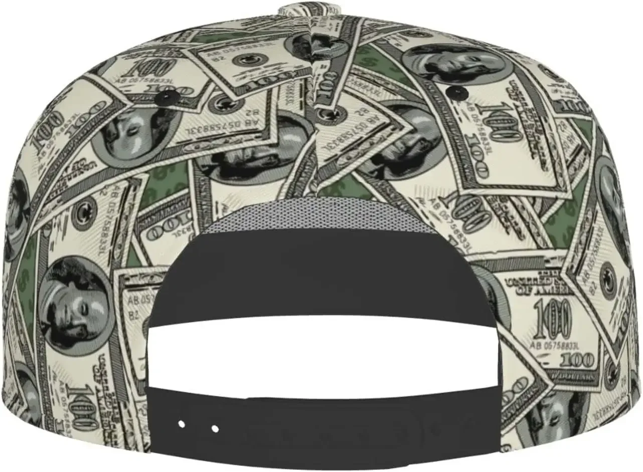 US Bill Dollars Snapback Hat for Men Women,Hip Hop Style Cool Flat Bill Hats Adjustable Baseball Hat