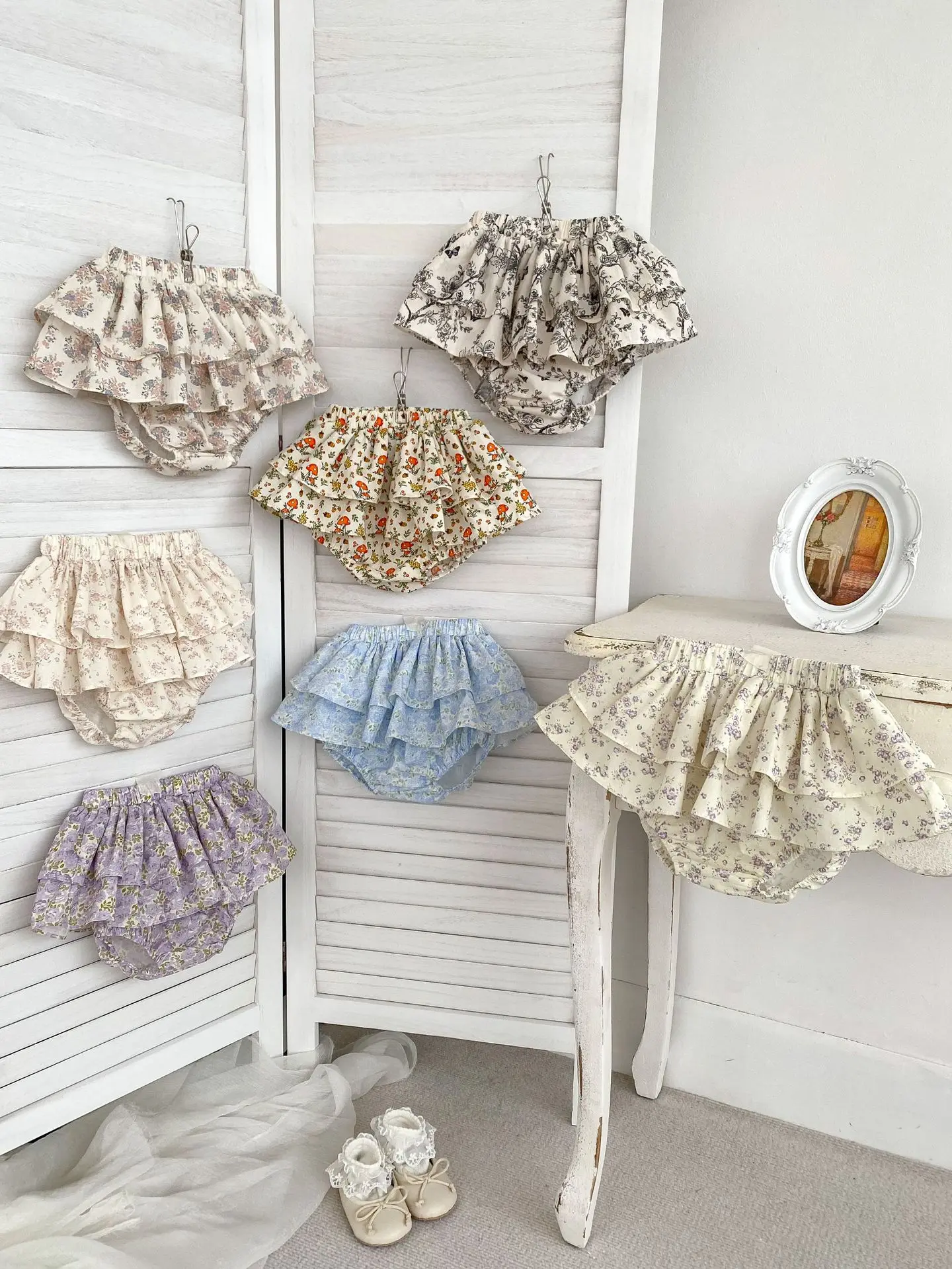 MILANCEL 2024 0-3Y Summer Baby Bloomers Ruffle Girls Floral Shorts Cake Layeres PP Shorts