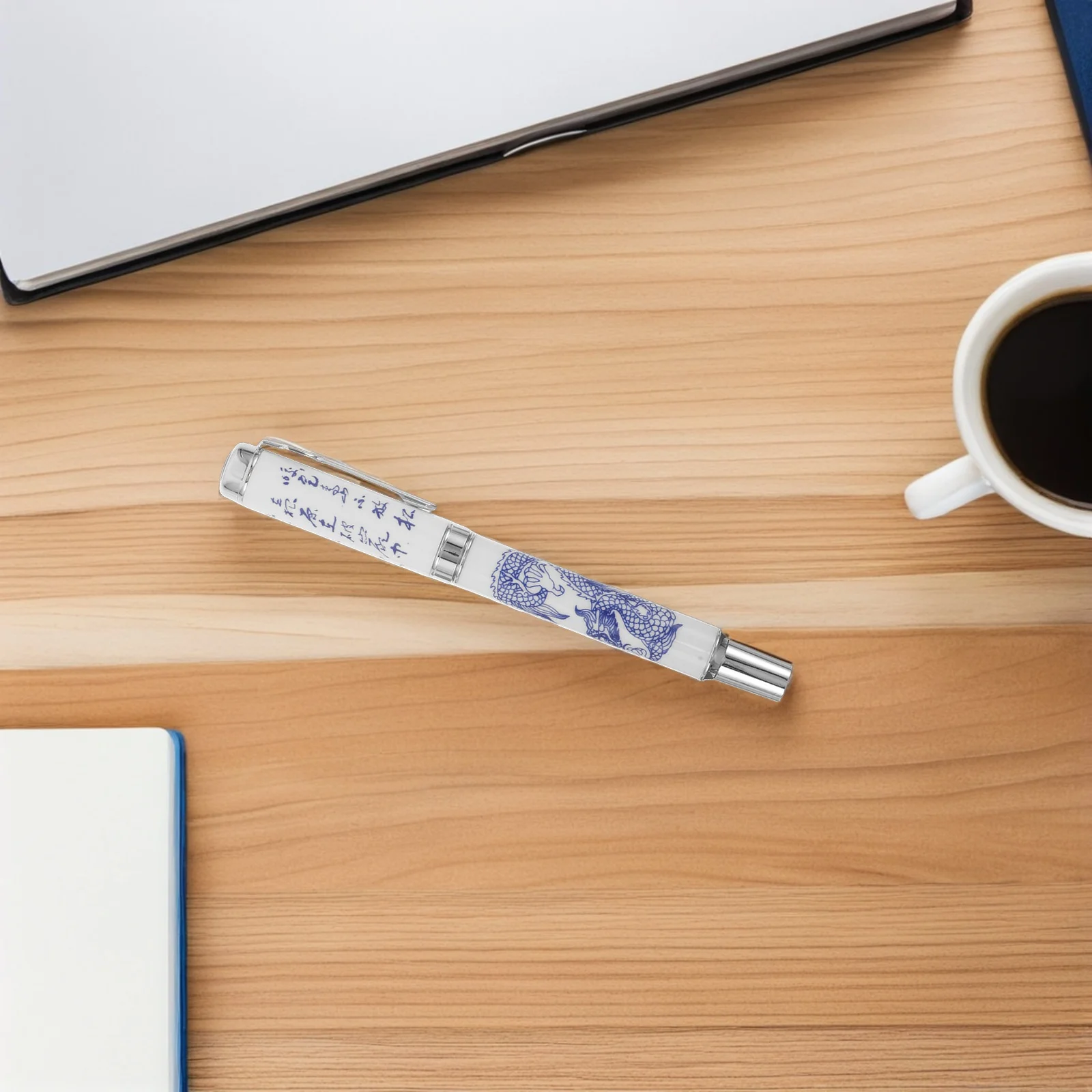 قلم حبر من البورسلين الأزرق والأبيض من الفولاذ المقاوم للصدأ للكتابة السلسة لقلم الخط للمكتب والمدرسة والمجلات الفنية #3