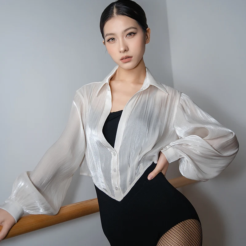 Lady Latin Dance Top For Women Costumes Shirt Bodysuit Chacha Tango Samba Dance Clothes Practice Training Clothing Wear DQL12301