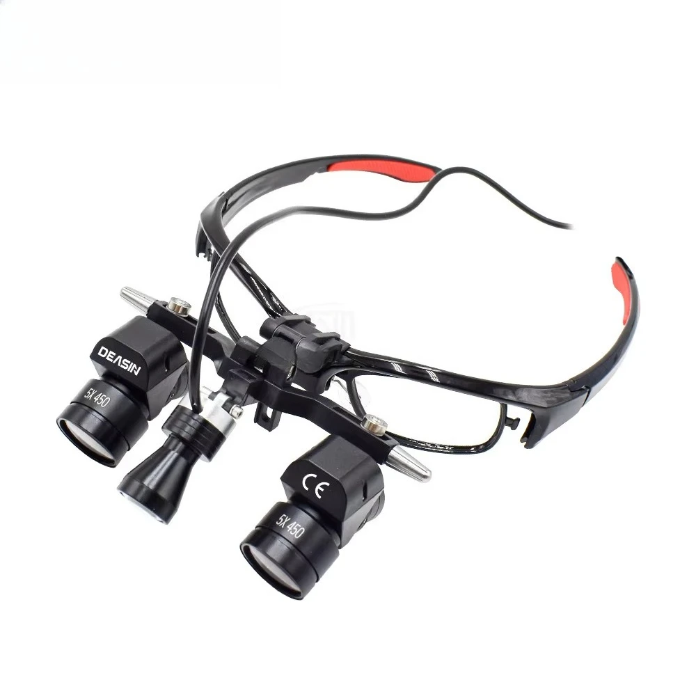 

Бинокулярные лупы для зубных протезов, 5,0-кратная эргономичная лупа с фарами, 350-550 мм, рабочие отставы для учеников, регулируемая батарея, перезаряжаемая