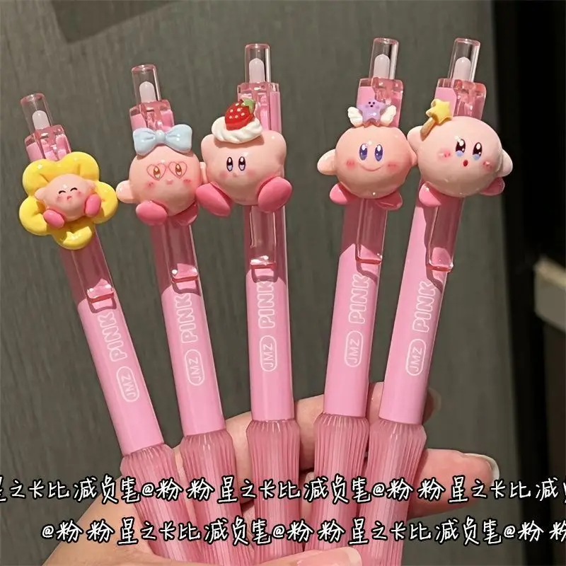 Kirby gel pen, smooth black ink, student exam writing pen, cute cartoon pink click pen, reward gift for friends