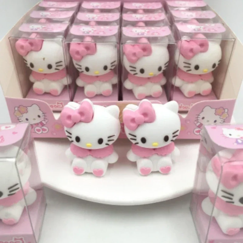 Kawaii sanrio olá kitty boneca apontador de lápis bonito dos desenhos animados kuromi minha melodia papelaria material escolar crianças presentes prêmio