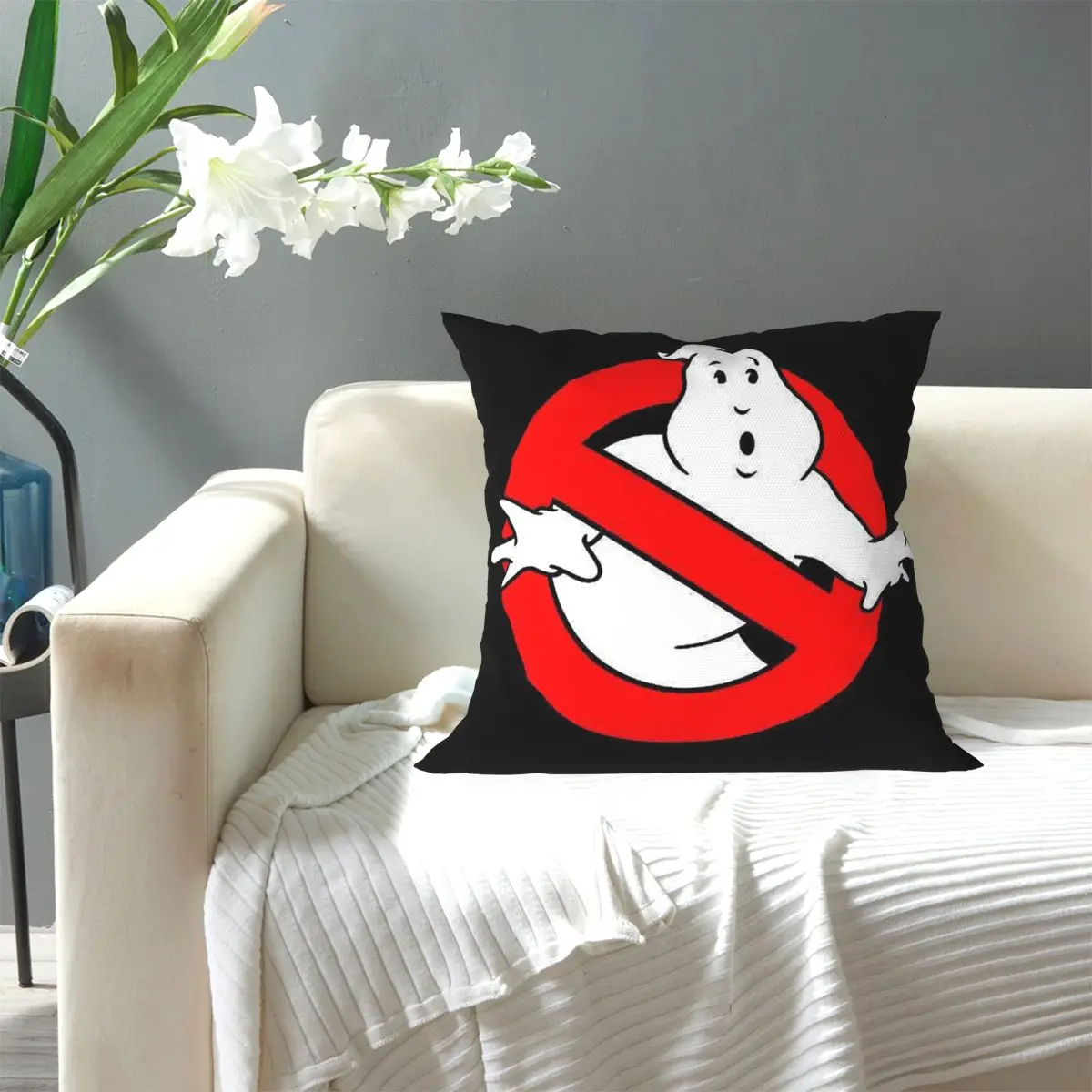 The GhostBusters Logo Pattern Square Pillowcase Pillow Cover Cushion Zip Decorative Comfort Throw Pillow for Home Sofa