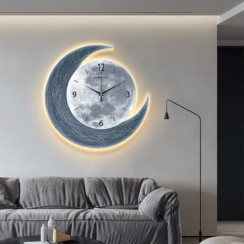 2026 New Light Luxury High-End Wall Lamp with Clock Stylish, Silent, Drill-Free Wall Mount for Living Room