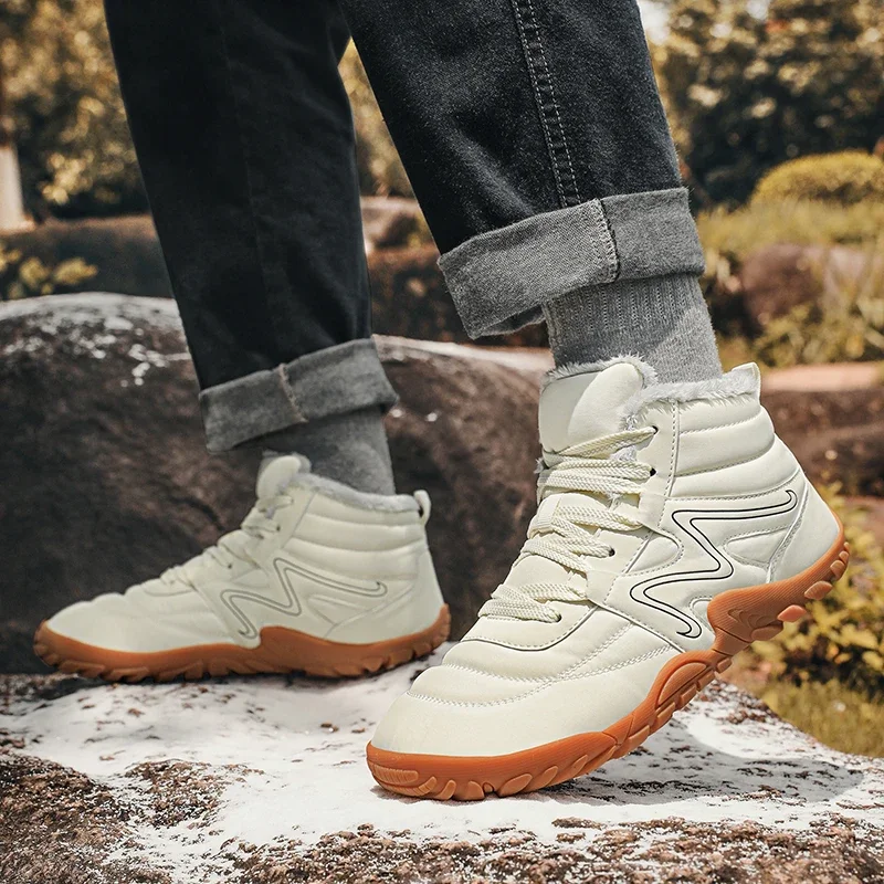 Brand New Winter Men Boots Outdoor Snow Non-slip Warm Fur Casual Boots Sneakers Plus Size Lightweight Ankle Boots Hiking Shoes