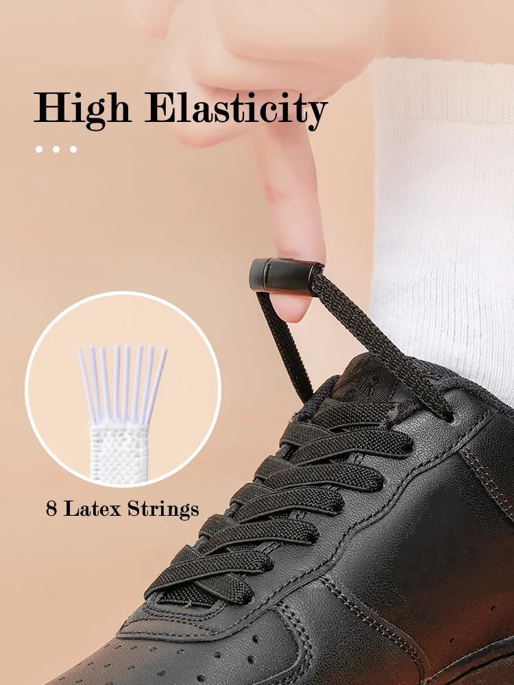 1 Pair Flat Elastic Laces Sneakers Magnetic Flat Shoelace Without Ties Kids Adult Quick Lace Lazy Sports Rubber Band Shoestring