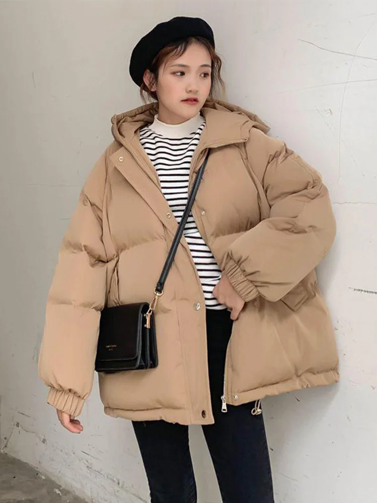 

2024 New Women Short Jacket Winter Parkas Thick Hooded Cotton Padded Jackets Coats Female Loose Puffer Parkas Outwear