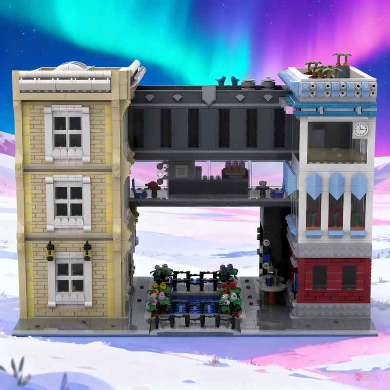 

4485 деталей MOC: Модульная модель университетского кампуса, строительные блоки, креативный подарок для самостоятельной сборки, декор для демонстрации, премиум-класс для взрослых