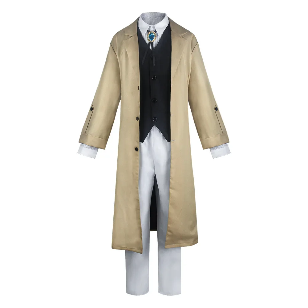 Anime Bungo Stray Dogs Dazai Osamu Cosplay Costume Jacket Long Coat Halloween Christmas Uniform Windbreaker Clothing