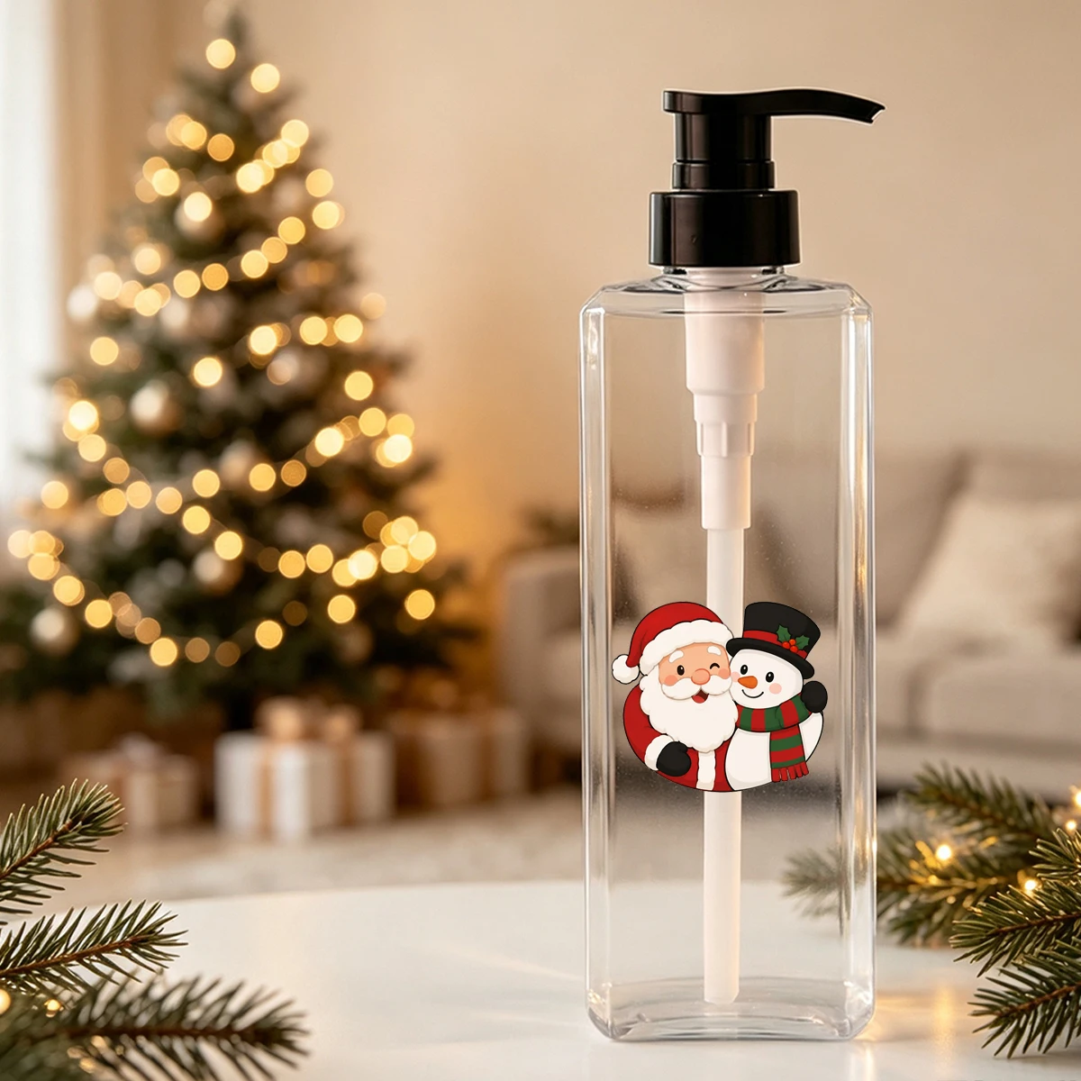 1Pc/2Pcs/3Pcs 13.69 oz (400ml) Snowman and Santa Claus Patterned Shower Dispensing Bottles, Refillable for Shower Gel, Shampoo, and Conditioner, Christmas Themed, Easy-To-Use Bathroom Shower Dispenser - No Electricity Required