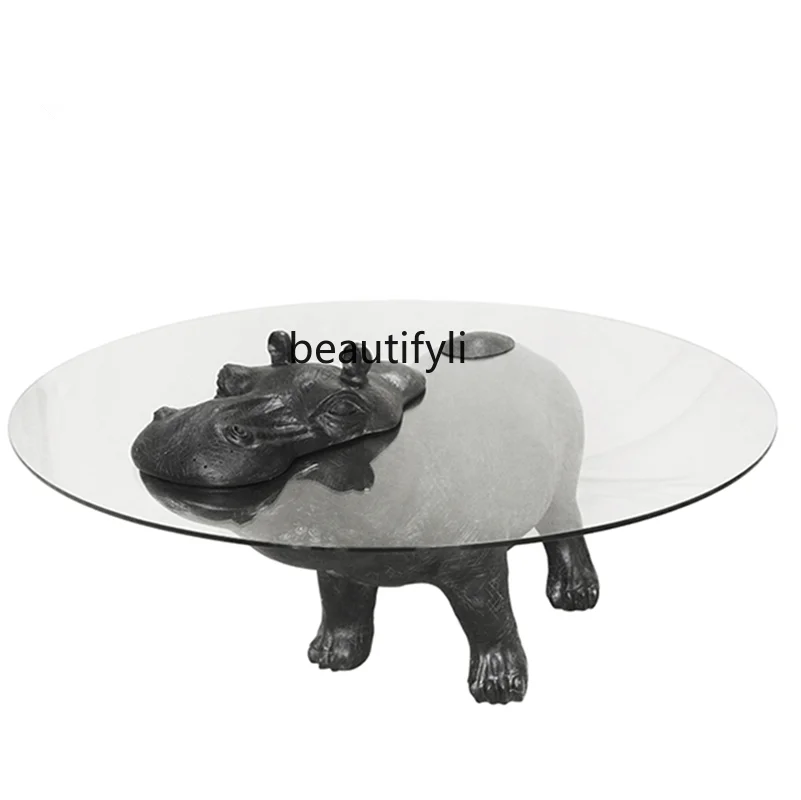 

Nordic Designer Model FRP round Animal Shape Hippo Coffee Table Light Luxury Modern Home