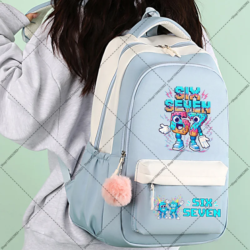 Mochila escolar Ruba A Brainrot, mochilas de moda para niños y niñas, mochila estampada con patrón de dibujos animados divertido 67 Six Seven, regalos para el regreso a la escuela
