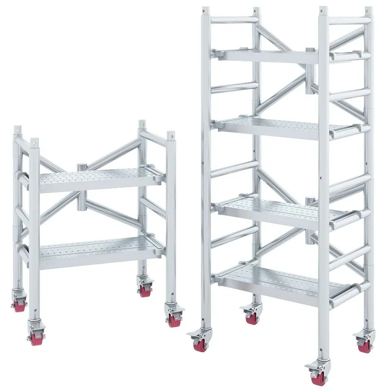 Scaffold Portable Wheel Decoration Horse Stool Thickening Engineering Steel Pipe Folding Lifting Mobile Platform