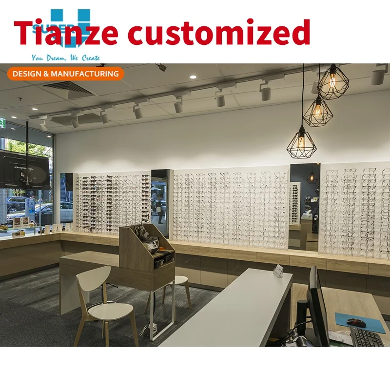 (customized)Modern Optical Frames Sunglass Store Display Fixtures Wooden Shopfittings Design Eyewear Shop