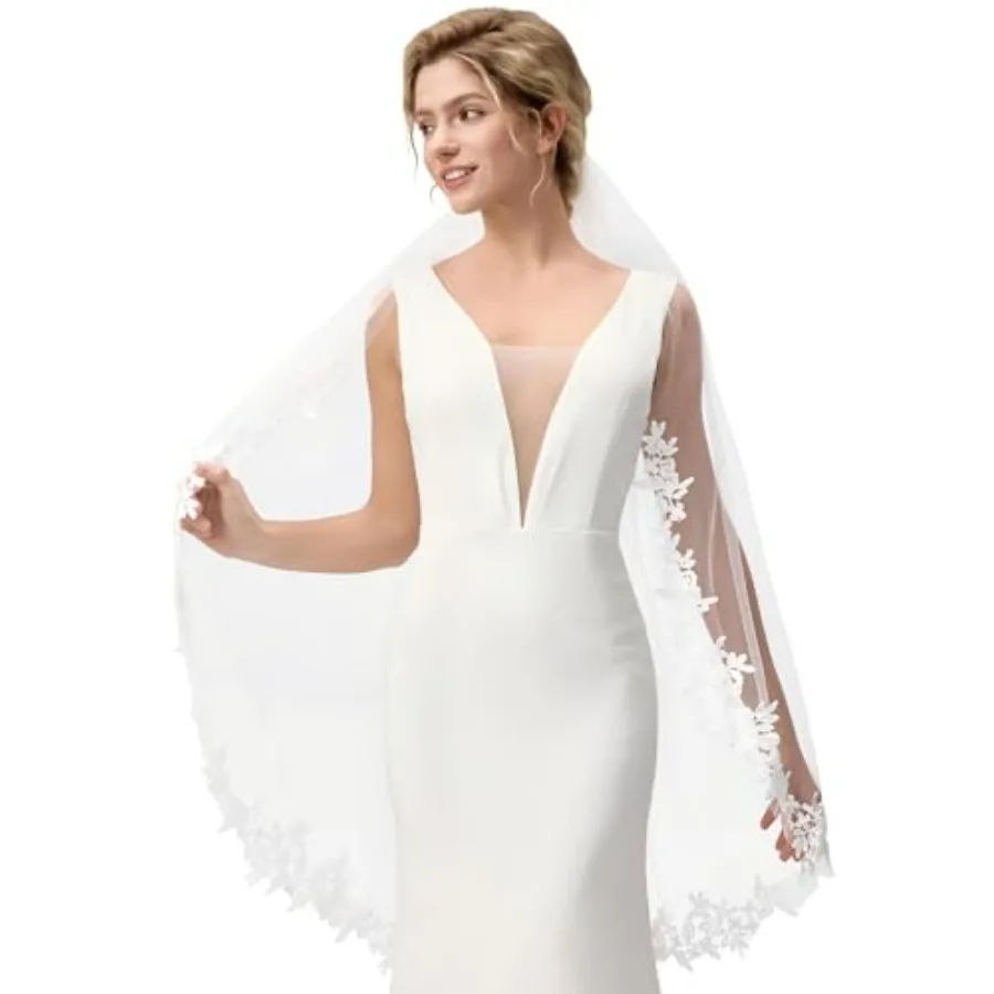 

Bridal Veil, 1 Tier Lace Wedding Veil, With Metal Comb Veils for Women Wedding