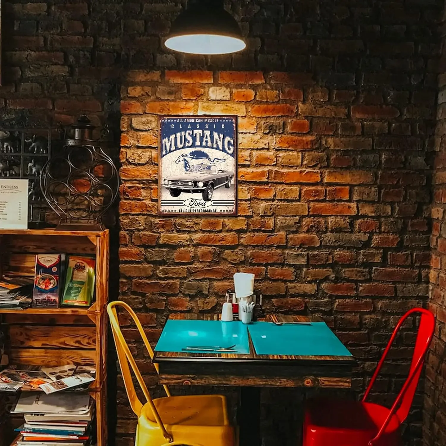 

Vintage Metal Tin Signs Ford Mustang Plaque Wall Decor for Garage Bars Man Cave Cafe Club Nostalgic Vintage Metal Wall Decor