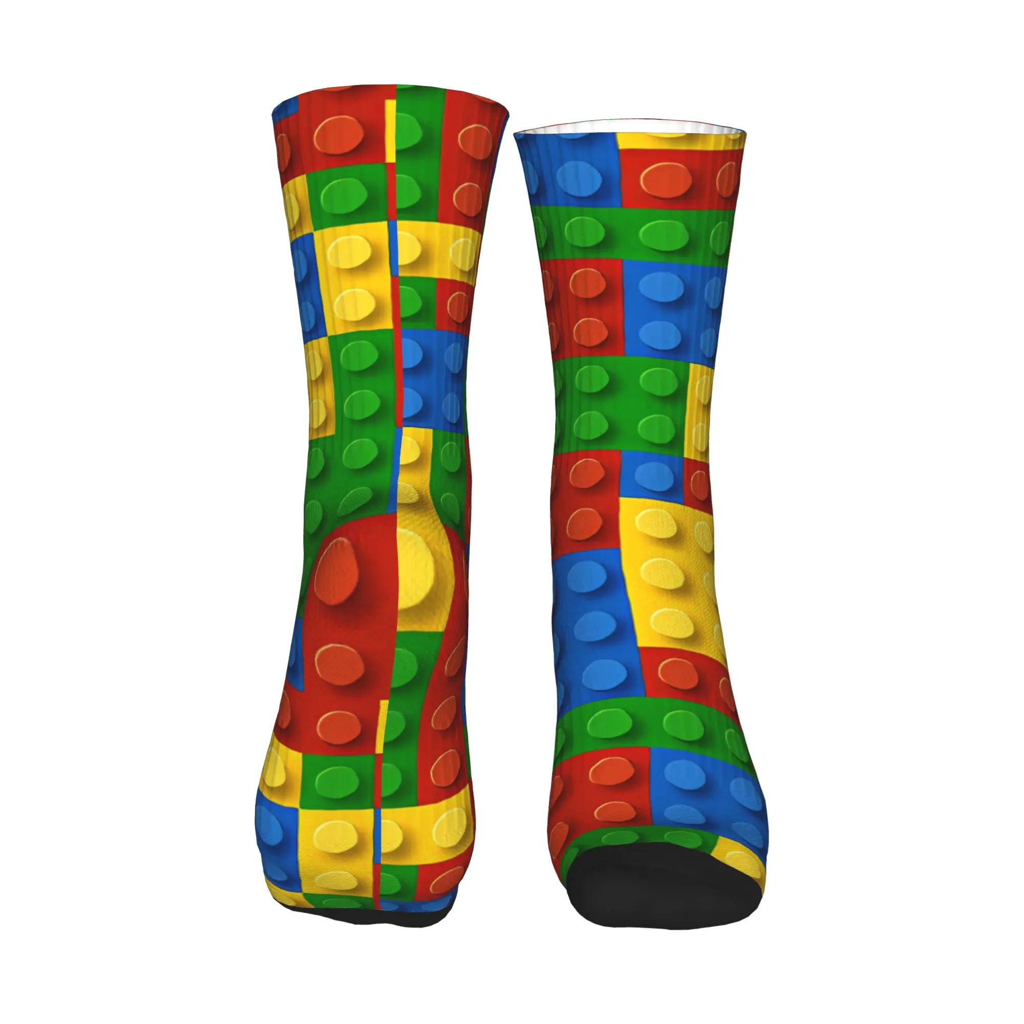Classic Rainbow Building Blocks Stockings Women Men  Socks Soft Casual Socks Autumn Climbing Anti-Slip Graphic Socks Gift Idea