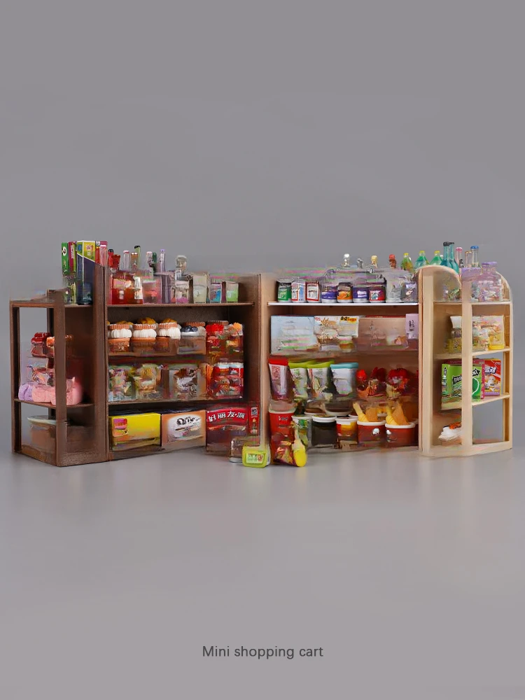 Mini Simulation Supermarket Four-Sided Shelf Decoration Toys Model