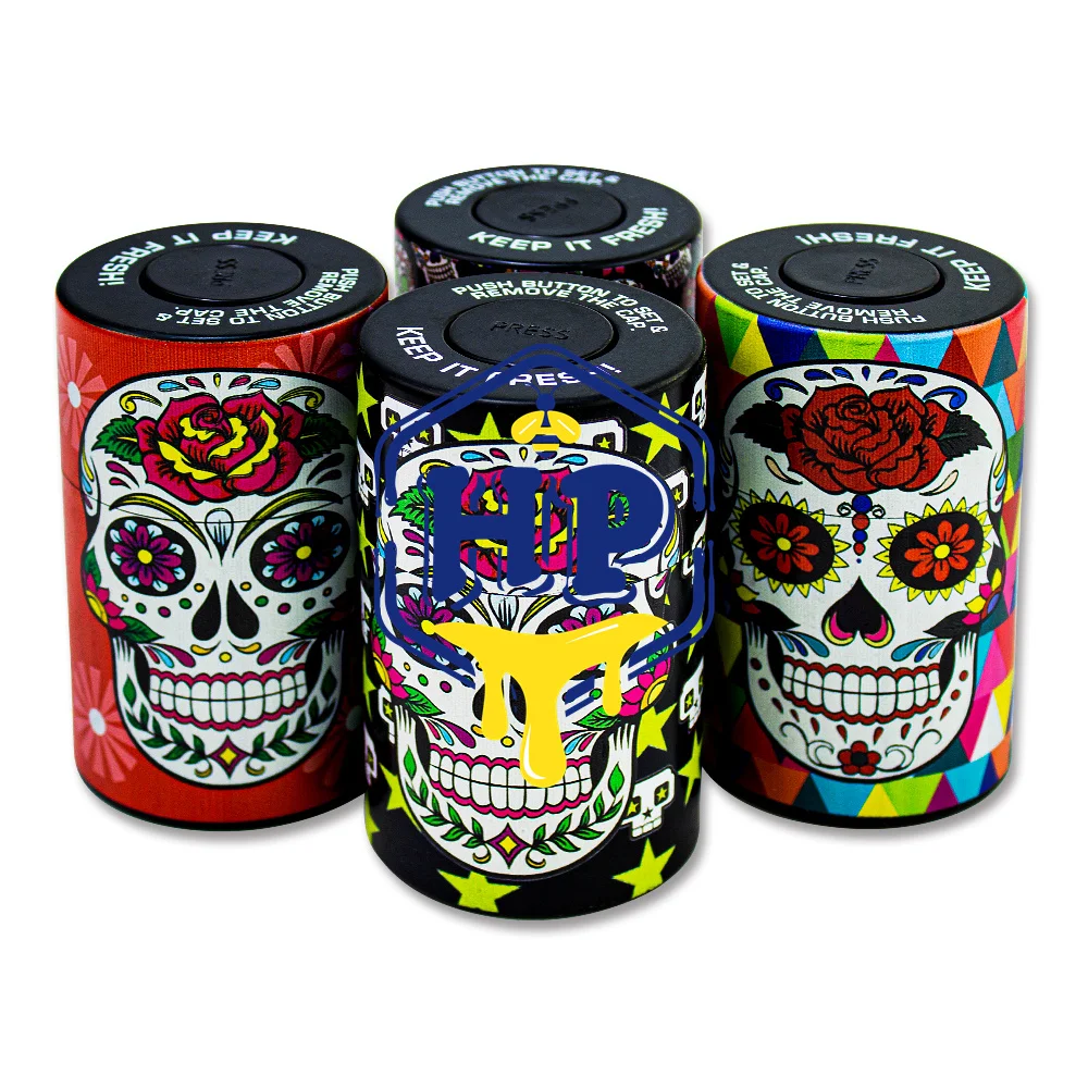 

80 мл пластиковая коробка для хранения, герметичный контейнер с кнопкой, красочный череп, многофункциональная герметичная бутылка для хранения сухой упаковки