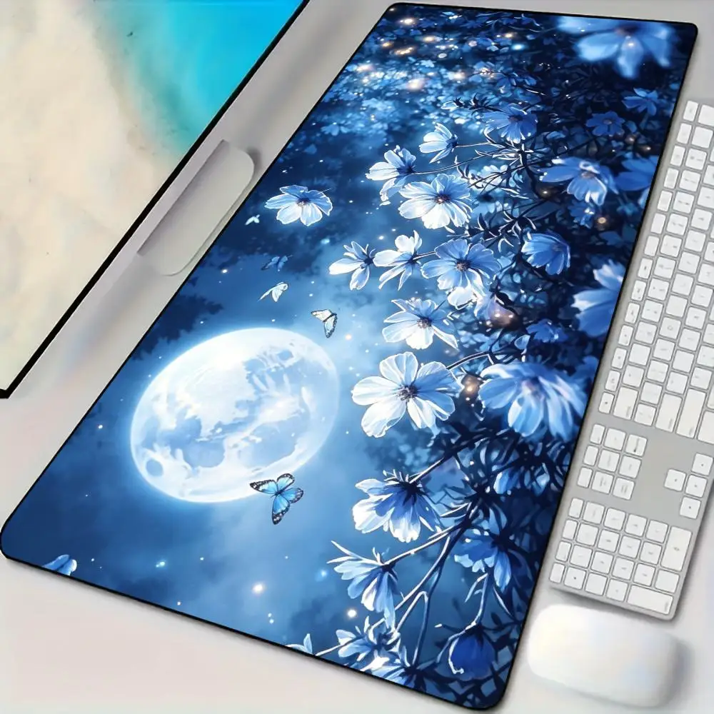 Elegant Moonflower Cluster Mouse Pad Desk Mat Large Computer Office Carpet XXL Mousepad Gamer Gaming PC Accessories Keyboard Rug
