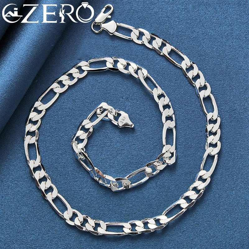 ALIZERO 18K Gold Necklace 925 Sterling Silver 8MM Side Chain For Men Women Fashion Party Gorgeous Fine Jewelry Charm Noble Gift