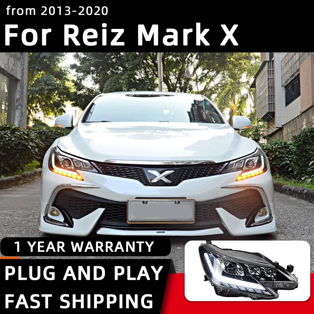 تصفيف السيارة المصابيح الأمامية ل مارك X LED المصباح 2013-2020 ريز رئيس مصباح DRL ديناميكية إشارة العارض عدسة اكسسوارات السيارات الخلفية #4