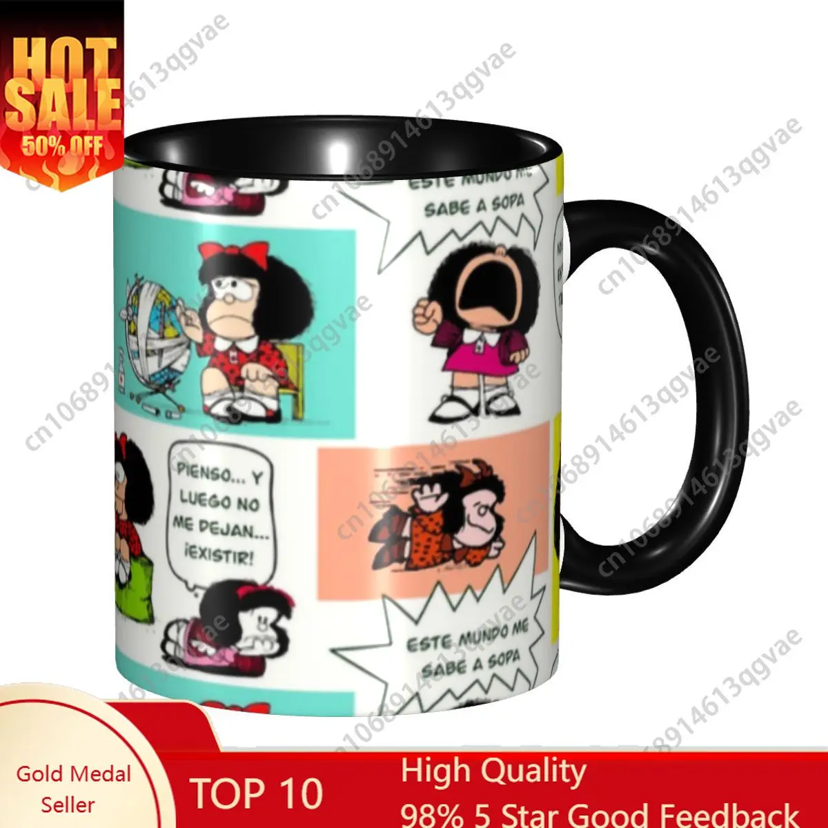 

DIY Mafalda Ceramic Mug Personalized Argentine Cartoon Quino Comics Coffee Cups Creative Gift