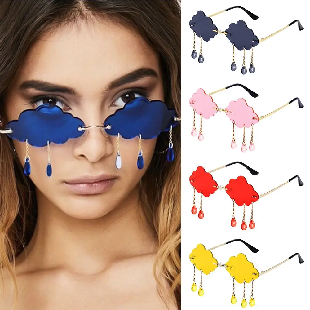 1 Pcs Fashion Rimless Sunglasses Retro Clouds Tassel Steampunk Sunglasses Shades UV400