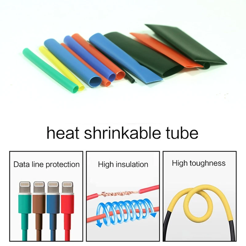 Heat Shrink Tubing Insulation Kit, Hose and Wire Connection Kit, Universal Repair Heat Shrink Tubing for Data and Charging Cable