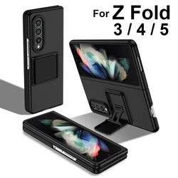 Voor Galaxy Z Fold 3 4 Case Met Ingebouwde Kickstand Beugel Bescherming Anti Kras Case Zwart Blauw Groen Rood Voor Vouwen 5