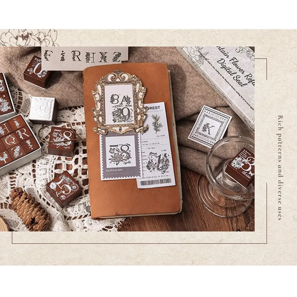 10/27 قطعة عدد طوابع مطاطية خشبية عدة الأبجدية رسالة محفورة بشكل واضح الختام مجموعة الختام اليدوية قبضة مريحة