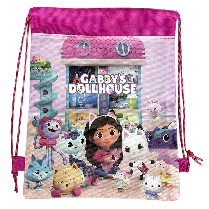 حقيبة ظهر رياضية برباط من Gabby Dollhouse حقيبة ظهر للسفر في الهواء الطلق للفتيات ذات سعة كبيرة حقيبة مستحضرات تجميل من القماش #3