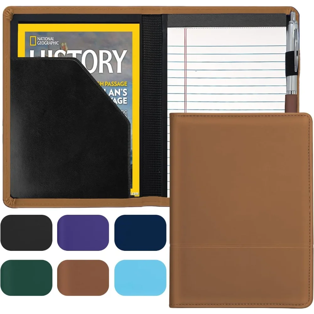 

Padfolio/Portfolio Binder, Mini Padfolio Portfolio Binder 5 x 8 Legal Writing Pad, A5 Document Organizer Folder for Men Women, B