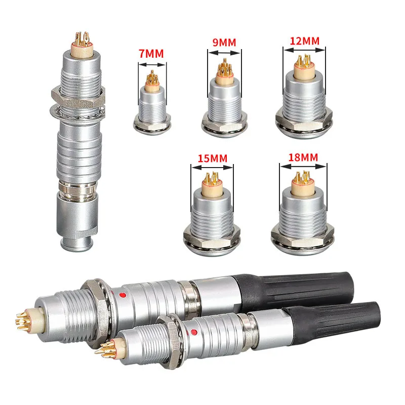 Complete Set Of Metal Connectors Push-Pull Self-Locking FGG EGG 00B 0B 1B 4P 5P 6P 7P 8Pin Aviation Plug Socket M12 M7-5 core