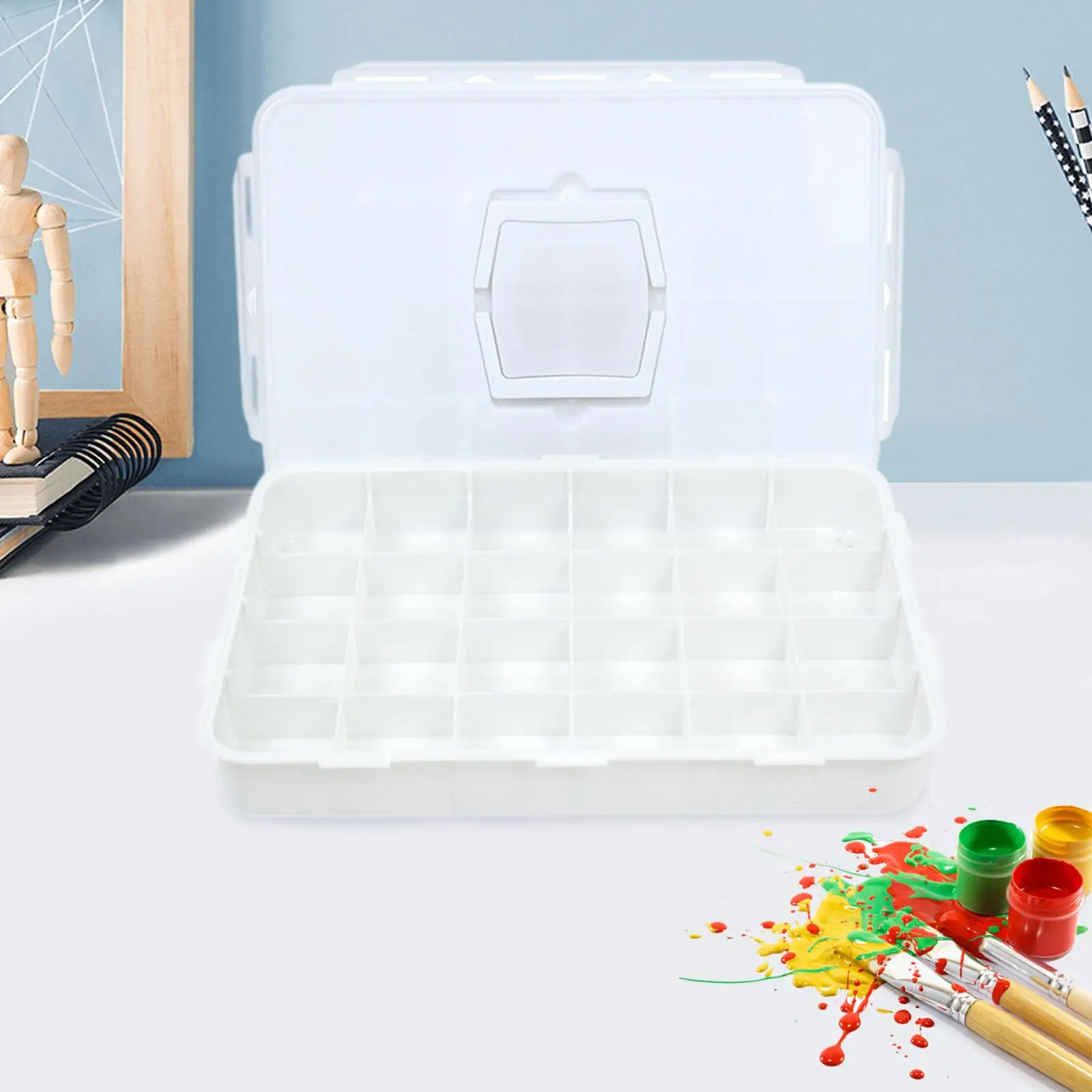 

Paint Storage Box 24 Grid Watercolor Palette Paint Case for Oil Painting