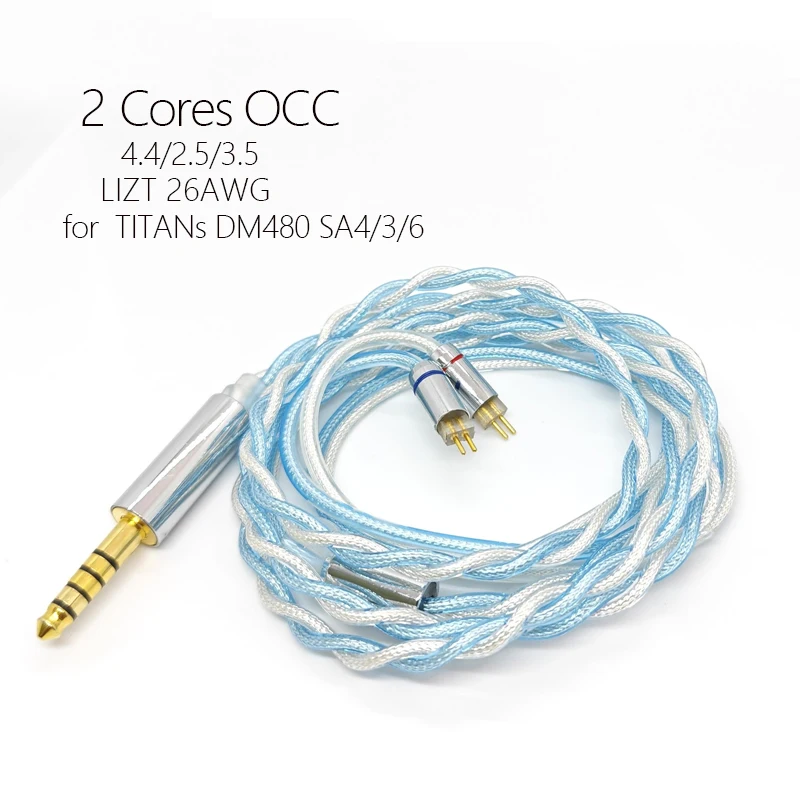 Für dunu kabel titan s dm480 sa4 sa3 sa6 lizt 2-adrige kopfhörer versilbert upgrade occ 4,4mm balance 2,5 3,5