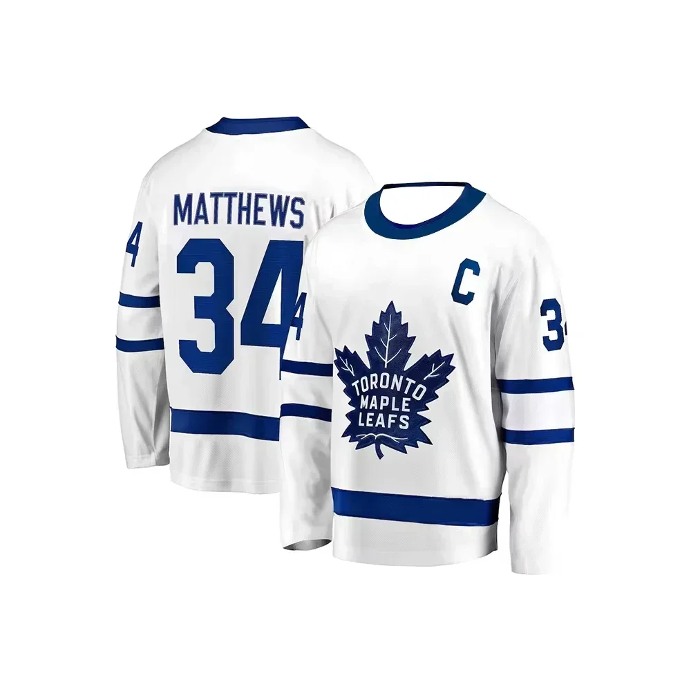 Toronto Ice Hockey Maple Leaf No.34 Long Sleeve T-shirt Men's Sport Training Jersey Breathable Casual Women Tee Kids Clothing image 3