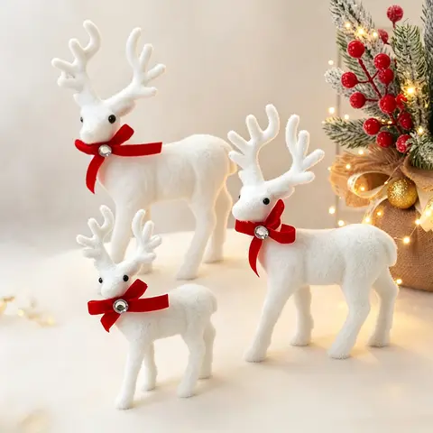 10/13/15CM Christmas Artificial Plush Reindeer Decoration Xmas Tree Elk Hanging Ornaments Navidad Home Decor New Year 2026 Gifts
