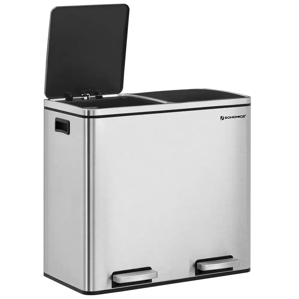 

Двойной мусорный бак из нержавеющей стали 16,5 фунтов 10,80 x 12,60 x 21,50 дюймов