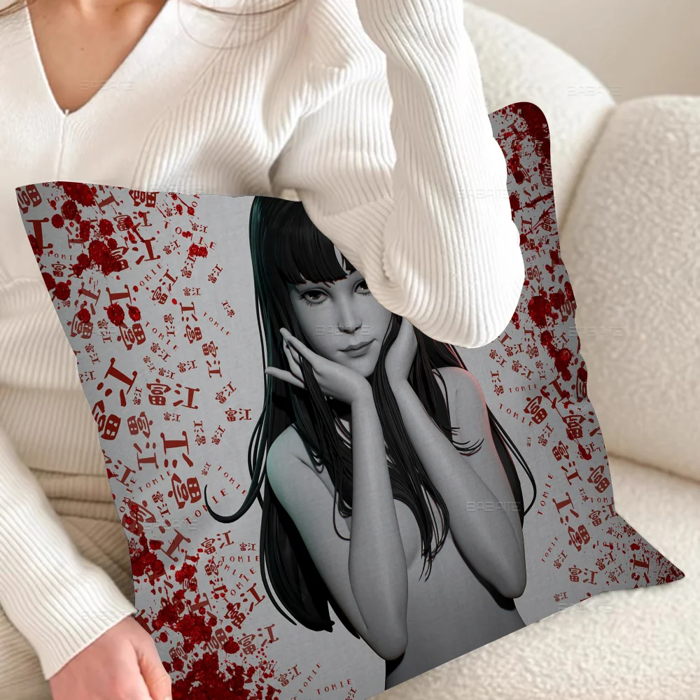 Anime Tomie Junji Ito Maple Design Cushion Cover Happy Autumn Harvest Decor Holiday Decorati Pillow Cover