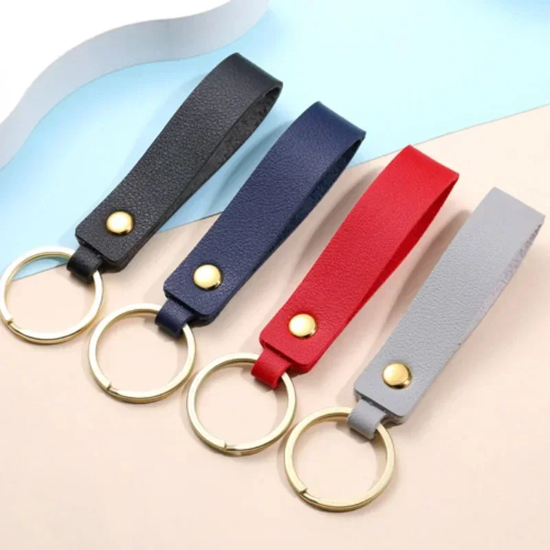 Custom Logo PU Leather Keychain Pendant for Men and Women Laser Engrave Personalize Bag Car Key Chain Holder Keyring Gift