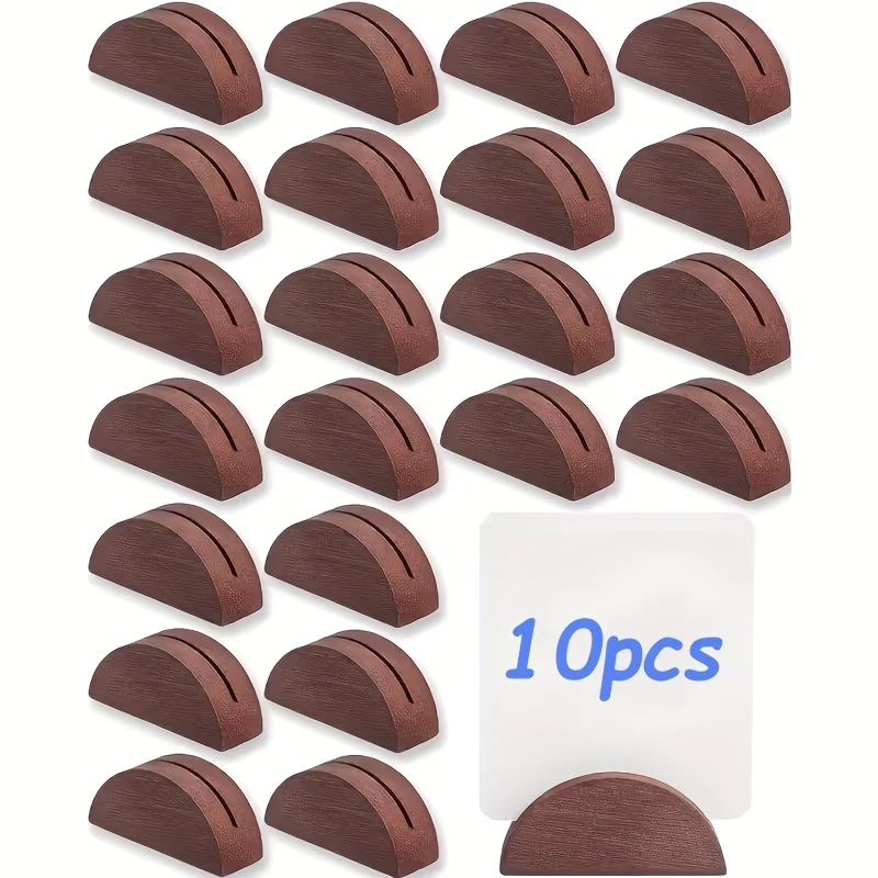 1/10 Stück halbrunde Holzsockel für Hochzeits-Tischkartenhalter, Restaurantmenüs und Fotoständer – geeignet für Hochzeiten, Partys – Detail 1